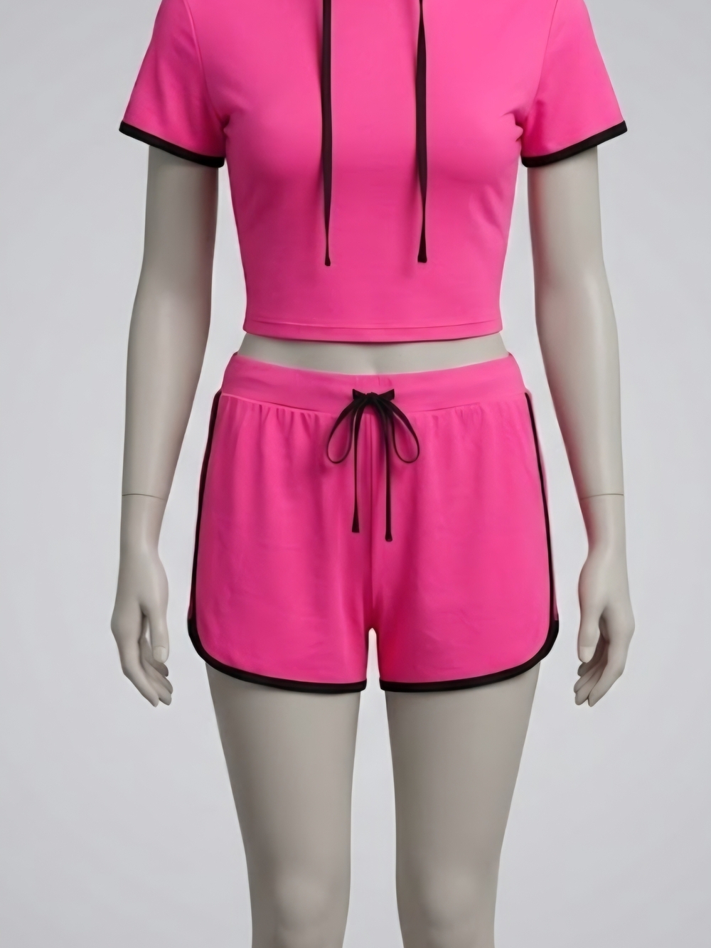 Women's pink hooded short set